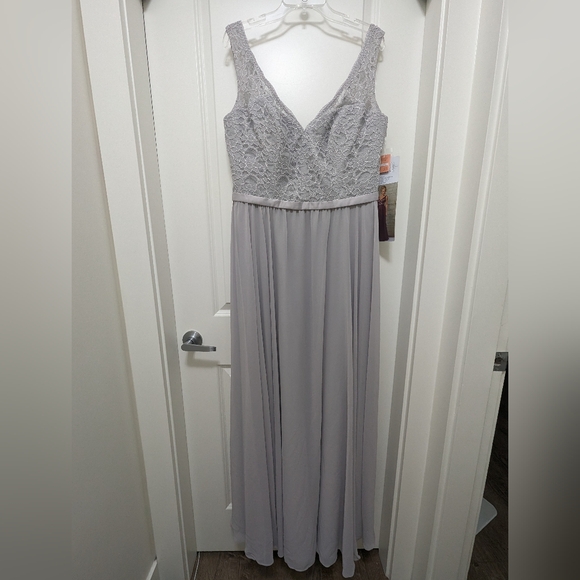 2 New size 8+20 MORI LEE Style 714 Silver Grey Lace Chiffon Evening Dresses - Picture 13 of 16